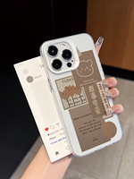 Coque transparente en TPU avec motif autocollant collage marron, étui de téléphone esthétique rétro pour iPhone 17 16 15 14 13 Pro Max