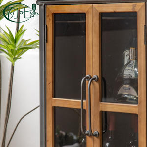 Vitrina de Estilo Americano de Madera Maciza Retro con Puertas Dobles de Vidrio y Cajones para Almacenamiento en la Sala de Estar - Product Image 3