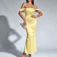 Robes maxi en satin d'été pour femmes, robe élégante à épaules dénudées, robes de soirée pour femmes