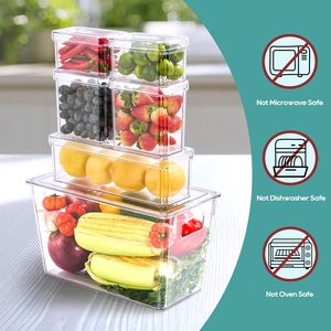 Kitchen Essentials High Quality Transparent Plastic Rectangle Stackable Food Storage <b>Container</b> 1-3L Capacity for Refrigerator - Product Image 2