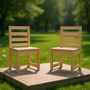 Solid <b>Pine</b> Wood Garden <b>Chairs</b> Medium Size Natural Outdoor Furniture Durable Rustic Style - Product Image 2