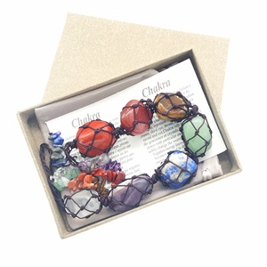 Cristalli curativi semi pietre preziose naturali con pendente con frange appeso a sette chakra - Product Image 3