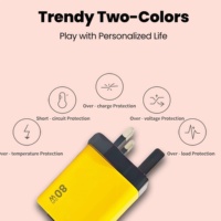 Chargeur GaN 80W avec câble rétractable PD 3.0 Triple port (USB + 2 Type-C) Chargeur rapide pour Android pour appareils Indicateur LED