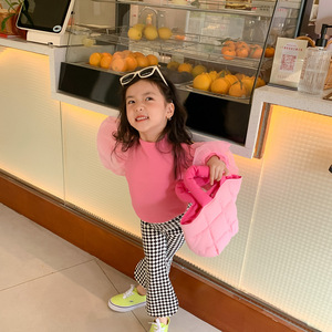 Pull pour bébés filles mignon printemps-automne, T-shirt à sequins et manches bouffantes en maille, col à volants, hauts unis pour enfants de 2 à 7 ans - Product Image 1