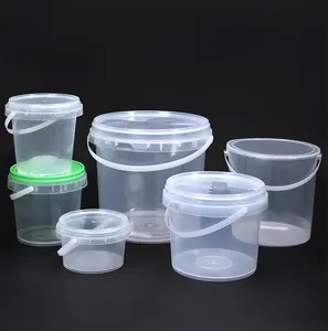 350ml 500ml 1l 1.5l 4l Eco Friendly Clear Plastic Bucket Food Packing Pail Durable Ice Cream Container