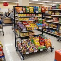 Exhibidor de Metal de 3 Niveles Resistente, Estante para Dulces y Snacks, Organizador de Exhibición para Supermercados
