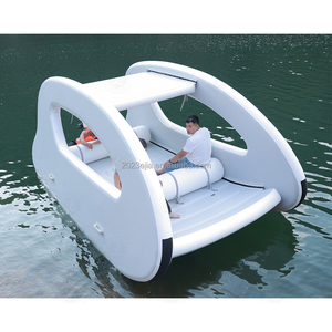 Bateau gonflable <span class=keywords><strong>solaire</strong></span> électrique personnalisé et durable, île flottante sociale compacte, bateau lounge aquatique avec abri <span class=keywords><strong>solaire</strong></span> pour l'extérieur - Product Image 6