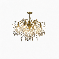 Lustre en fer et cristal de 27,56 pouces avec installation par projection, finition or LED pour salles à manger/salons et chambres