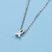 Collier Minimaliste en Acier Inoxydable Plaqué PVD Sensibilisation au Cancer du Sein Colliers Pendentifs Ruban Rose Pour Femmes
