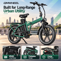 Vélo électrique pliable QMWHEEL F30 Pro UK, vente en gros, vélo électrique à pneus larges, 20 pouces, 250W, 48V, 45Ah, longue autonomie