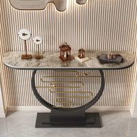 Table Console de luxe moderne noire avec meuble de base de table en acier inoxydable blanc ou or