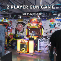 Machine de jeu d'arcade d'intérieur de haute qualité pour enfants, simulateur de tir au pistolet Gatlin personnalisé à 2 joueurs avec écran de 32 pouces, fonctionnant à monnayeur