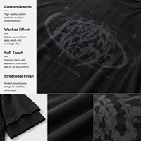 T-shirt unisexe 240G Sorona Cool Touch, effet faux deux pièces, manches longues, streetwear, avec logo effet délavé, OEM ODM Marque Privée