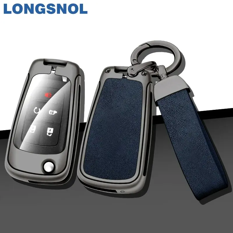 Couverture de boîtier de clé de voiture en alliage de Zinc pour Buick métal clés de voiture sac en cuir porte-clés accessoires de clé de voiture