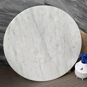 Natural Stone Carrara White Marble Top With Base Round Marble Dining Table