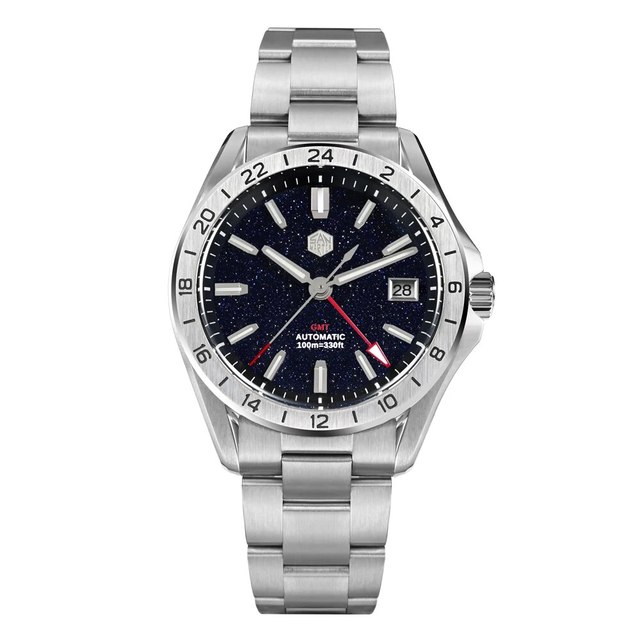 Wholesale Custom Low Moq Vintage Gemstone GMT NH34 10atm Diver Mechanical Automatic 316L Stainless Steel Watch Man for Sale