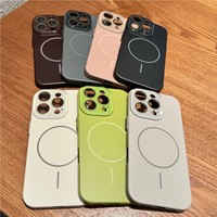   Coque de téléphone fine en PC rigide pour iPhone 16 15 14 Plus 13 12 Pro Max, protection de l'appareil photo en verre, coque antichoc magnétique