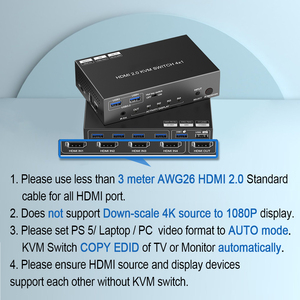 Commutateur KVM <span class=keywords><strong>HDMI</strong></span> 8K 4 ports 4x1 |   Commutateur KVM <span class=keywords><strong>HDMI</strong></span> 2.1 8K60Hz USB3.0 avec télécommande IR - Product Image 6