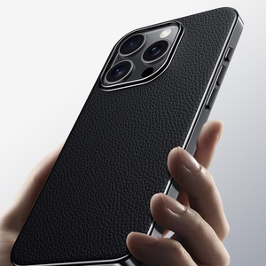 เหมาะสำหรับเคสโทรศัพท์หนังแท้สำหรับ <span class=keywords><strong>iPhone</strong></span> พร้อมเลนส์โลหะและฝาครอบป้องกันชุบด้วยไฟฟ้า - Product Image 2