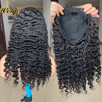 Perruque mi-tête bouclée birmane entièrement tissée avec cordon de serrage facilement ajustable, cheveux humains bruts vietnamiens 100 % alignés sur les cuticules, sans colle