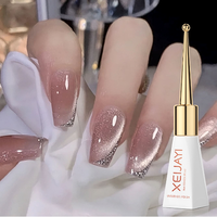 Vernis à ongles gel magnétique UV semi-permanent effet œil de chat rouge et violet avec paillettes réfléchissantes pour manucure