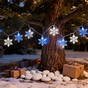 أضواء ندف الثلج المتلألئة، سلسلة أضواء LED خارجية تعمل بالبطارية، لتزيين غرفة النوم والفناء والحديقة والحفلات وأعياد الميلاد - Product Image 3