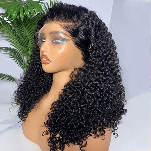 Parrucche Bob ricci con fascia in pizzo di <span class=keywords><strong>capelli</strong></span> vergini all'ingrosso per donne nere, HD <span class=keywords><strong>castano</strong></span> <span class=keywords><strong>chiaro</strong></span>, nero naturale, senza colla, con pizzo pretagliato - Product Image 1