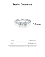 Bague de luxe légère en argent sterling 925 avec nœud et zircon en forme de cœur pour fiançailles, mariage ou promesse