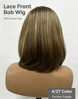 Prix de gros : Perruques bob courtes indiennes, lisses et colorées, en cheveux humains bruts mélangés