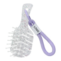 Brosse à cheveux mini XXS en paille de blé naturelle avec chaîne pour accrocher au porte-clés, au sac, etc.