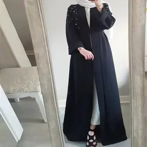 긴 소매 디자인 두바이 의류 중동 이슬람 가운 터키 카디건 이슬람 긴 옷 진주 이슬람 카디건 가운