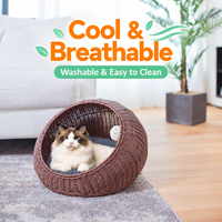 Lit pour animaux de compagnie en rotin PP lisse, nid pour animaux de compagnie, lit pour chat avec coussin, de haute qualité, tissé à la main, amovible, lavable, maison pour animaux de compagnie pour toutes les saisons