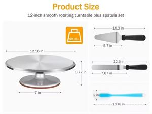 Plateau tournant personnalisé en alliage d'aluminium argenté de 12 pouces pour gâteaux, idéal pour les fêtes d'anniversaire (vente en gros) - Product Image 2