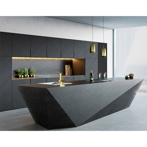 Design aus chinesischer Fabrik Fertigteil-Kücheneinheit aus wasserfestem Sperrholz Moderne Einbauküche als Komplettset in Schwarz - Product Image 3