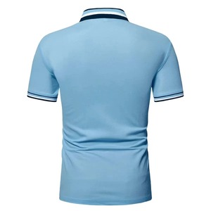 Polo a rayas para hombre, manga corta, informal, transpirable, de poliéster tejido, diseño de patrón sólido. - Product Image 6
