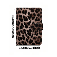 Organiseur de budget A6 à 6 anneaux en cuir PU gaufré, couverture rigide, reliure spirale, motif léopard, pour feuilles mobiles