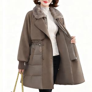 <span class=keywords><strong>Veste</strong></span> matelassée pour <span class=keywords><strong>femme</strong></span> Boying, longueur standard, hiver/automne, rembourrage en duvet de canard blanc, col en fausse <span class=keywords><strong>fourrure</strong></span>, fermeture éclair boutonnée, coupe-vent - Product Image 4