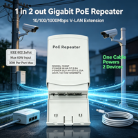 Répéteur Extenseur PoE Gigabit Extérieur 3 Ports Portée 200m IEEE 802.3af/at Étanche pour Caméra IP CCTV En Stock ANPA AP-102GF