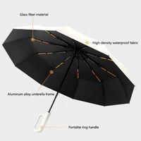 Parapluie de luxe pliable en trois sections avec boucle personnalisée, de haute qualité, à ouverture automatique