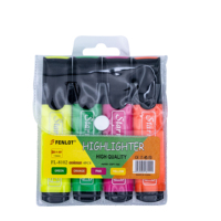 OEM/ODM Fournisseur RTS acceptable Set de stylos surligneurs colorés avec pointe de pinceau plat Clip noir et marqueur de surligneur de taille normale