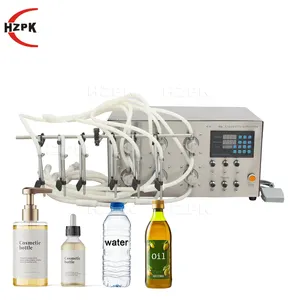 HZPK liquid filling machine cosmetics lotion edible oil digital control motor magnetic pump 6 head bottle filling machine