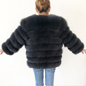Veste d'hiver chaude en fourrure de renard naturelle Vêtements d'extérieur pour femmes Manteaux en fourrure véritable pour dames - Product Image 5