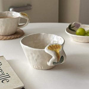 Vintage Hand Pinched Floral Bird Mug, Underglaze Painting Latte & Milk Cup - Product Image 3
