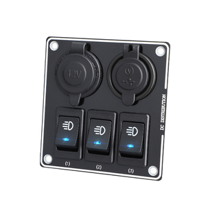 Panel de interruptores basculantes marinos de 3 posiciones, impermeable y a prueba de polvo, con toma USB redonda para coche, con toma de encendedor, para barco, RV, autobús - Product Image 6
