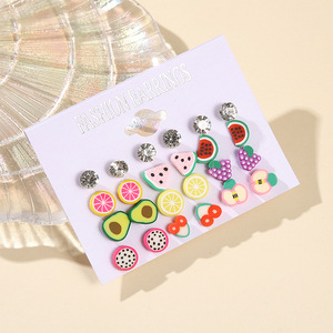 Ensemble de Boucles d'Oreilles en Forme de Fruits Cartoon, Résine Plastique, Bijoux pour Femmes et Enfants, Accessoires de Mode Été 2024 - Product Image 2