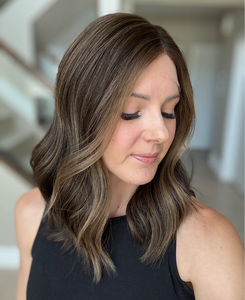 Nouveau populaire Top Grade cheveux russes brun foncé avec Dark Cool <span class=keywords><strong>Beige</strong></span> Highlight Luxe Lace Top perruque juive pour les femmes perte de cheveux - Product Image 1