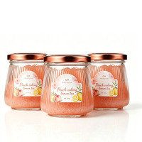 Conteneur de stockage pour desserts, 200 ml, bocaux en verre coniques à nervures verticales, avec couvercles à vis en métal rouge