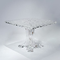 Table à thé en acrylique transparent effet cristal platine, modèle design, pour salon, table à manger créative de style italien, restaurant, villa
