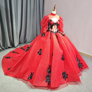 5735 <b>Glitter</b> <b>Red</b> Sweetheart Bonding Gothic Quinceanera Dress With Vest - Product Image 1