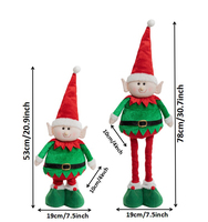 Klassisches Rot-Grünes Samt-Weihnachtsmann-Rentier-Elfen-Plüsch-Trio mit Langen Beinen für Weihnachtliche Schaufensterdekoration